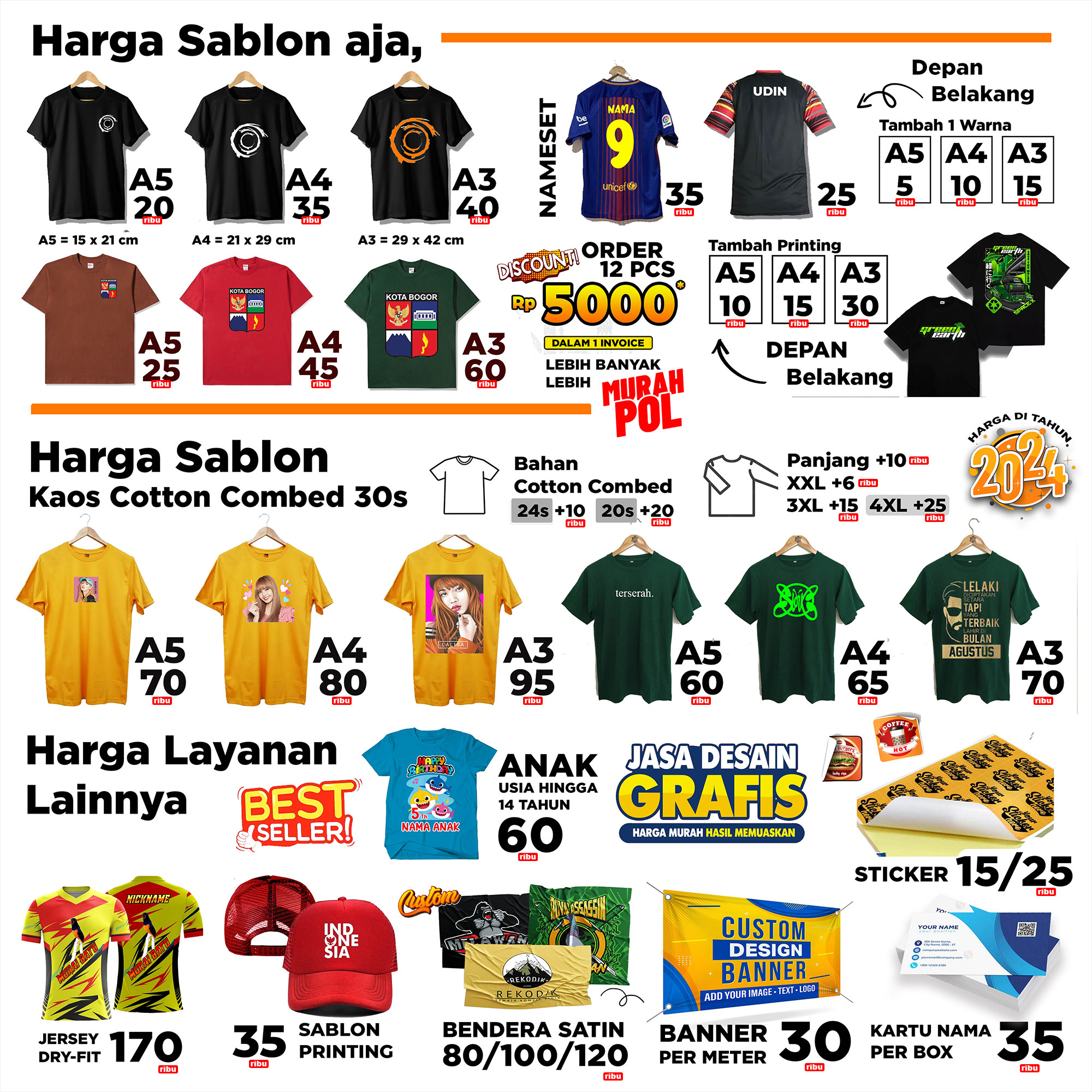 Daftar harga Sablon Kaoskerenid
